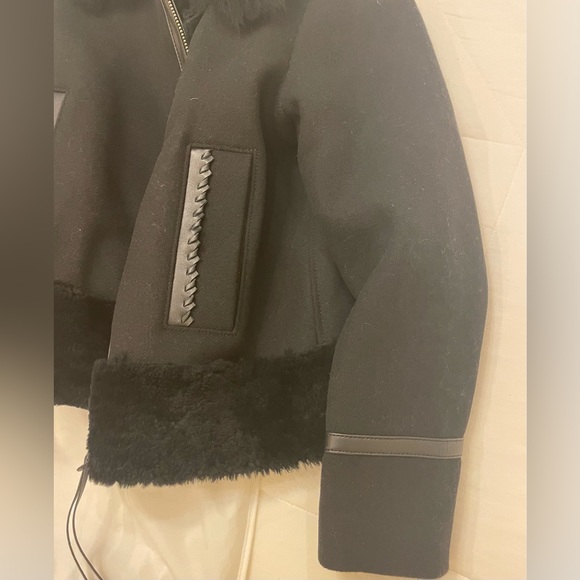 COACH Brand New Ladies WOOL SHEARLING COAT Jacket LEATHER TRIM Women large - Picture 11 of 14